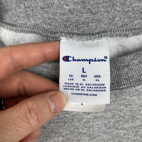 LSU TIGERS x CHAMPION Crewneck Sweatshirt Large Gray Football Long Sleeve Unisex - Picture 5 of 12